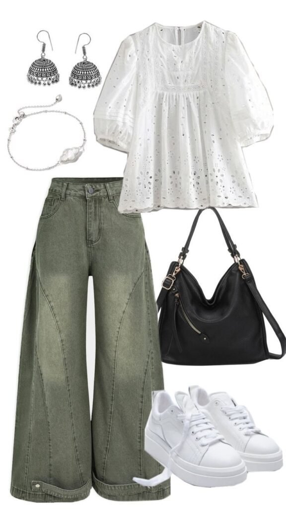 simple white kurti with jeans